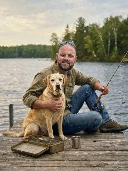 Fishing Buddies - custom pet portrait