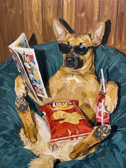 Couch Corgi - custom pet portrait