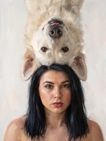 Dog On Head - custom pet portrait