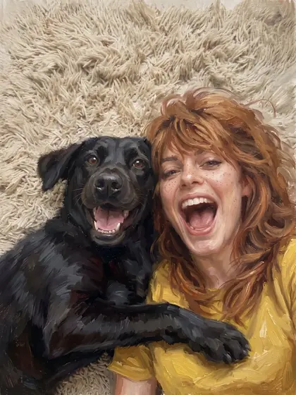 Golden Laugh - custom pet portrait