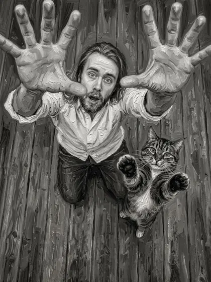 Hands Up Cat - custom pet portrait
