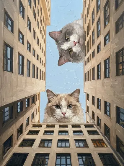 Skyscraper Cat - custom pet portrait