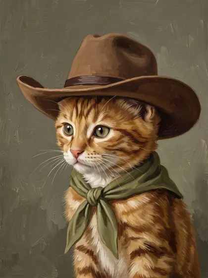Whiskers Out West - custom pet portrait